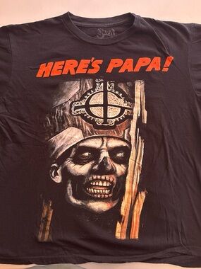 Ost Black Graphic 'Here's Papa!' Tee with Orange Print